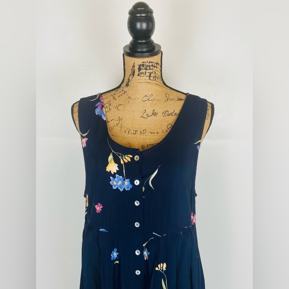 Express 90s Y2K Vintage Pleated Floral Maxi Dress M Cottagecore Mother Pearl USA - Picture 3 of 10